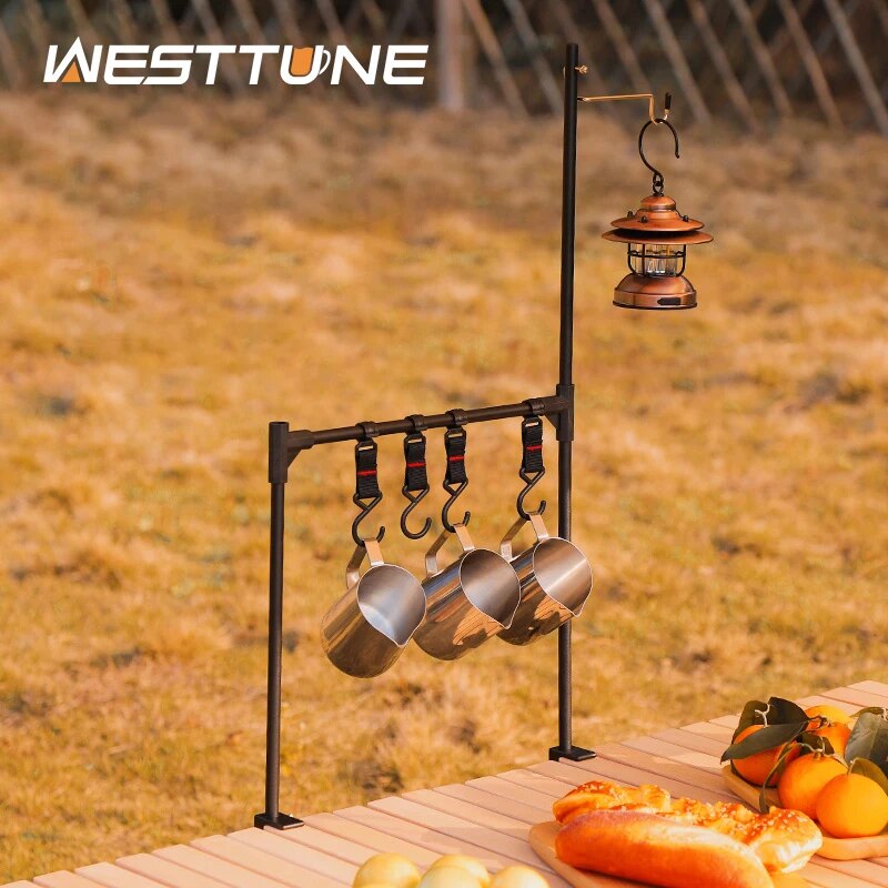 Camping Outdoor Cooking Table - WESTTUNE Outdoor Desktop Storage Rack Camping