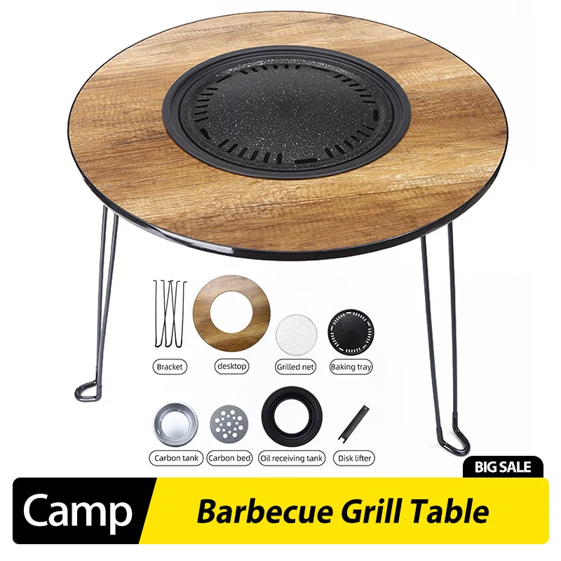 Camping Cooking Table Foldable - Foldable Portable Non-smoking Barbecue Table Outdoor
