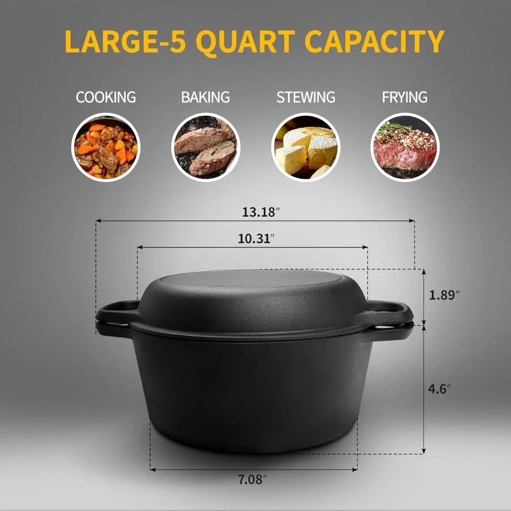 Skillet Cast Iron Camp - New Upgrade US Shipping Pre Seasoned