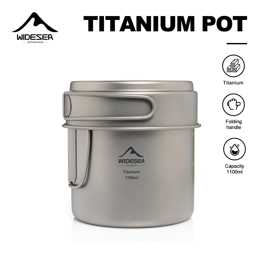 Camping Cooking Set Stainless Steel - Widesea Ultralight Titanium Camping Pot 1100ml