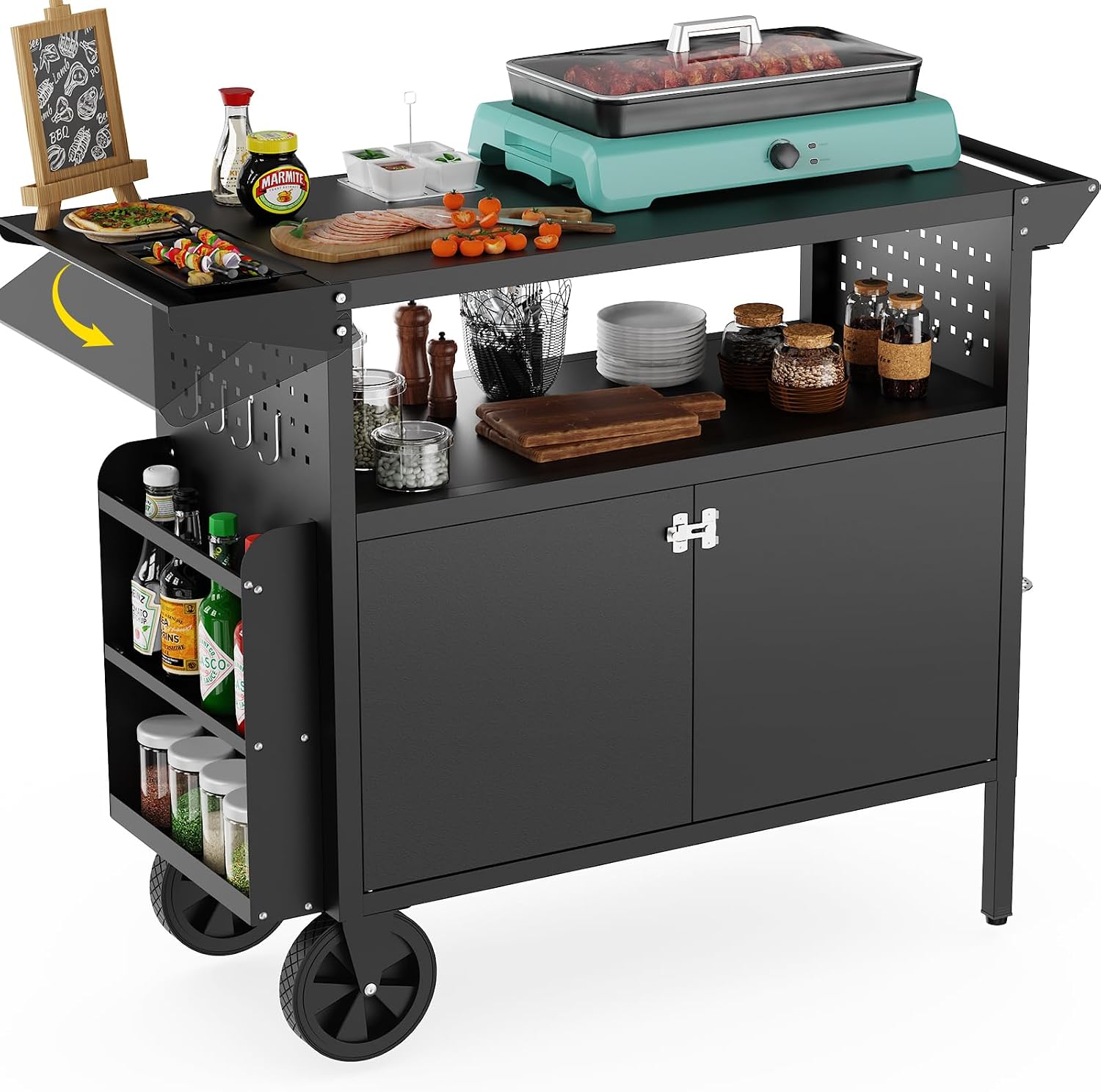 Camping Cooking Area - Outdoor Grill Cart Table With Storage