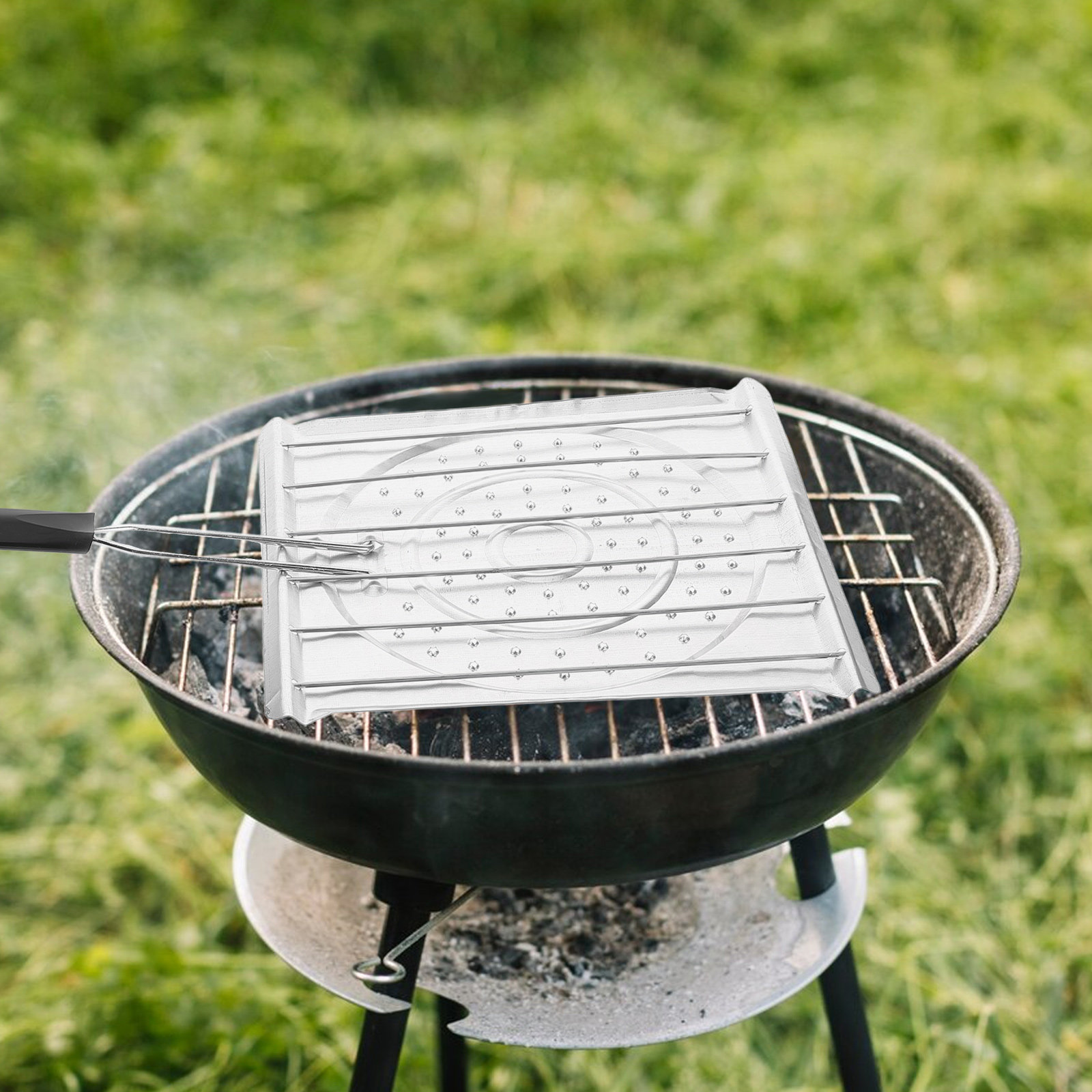 Camping Cooking Meat - Perforated Grill Rack Folding Handle Camping
