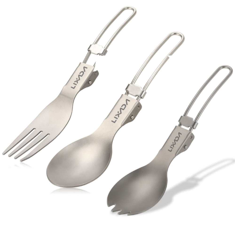 Camping Cooking Utensils Kit - Lixada Titanium Folding Fork Ultralight Outdoor