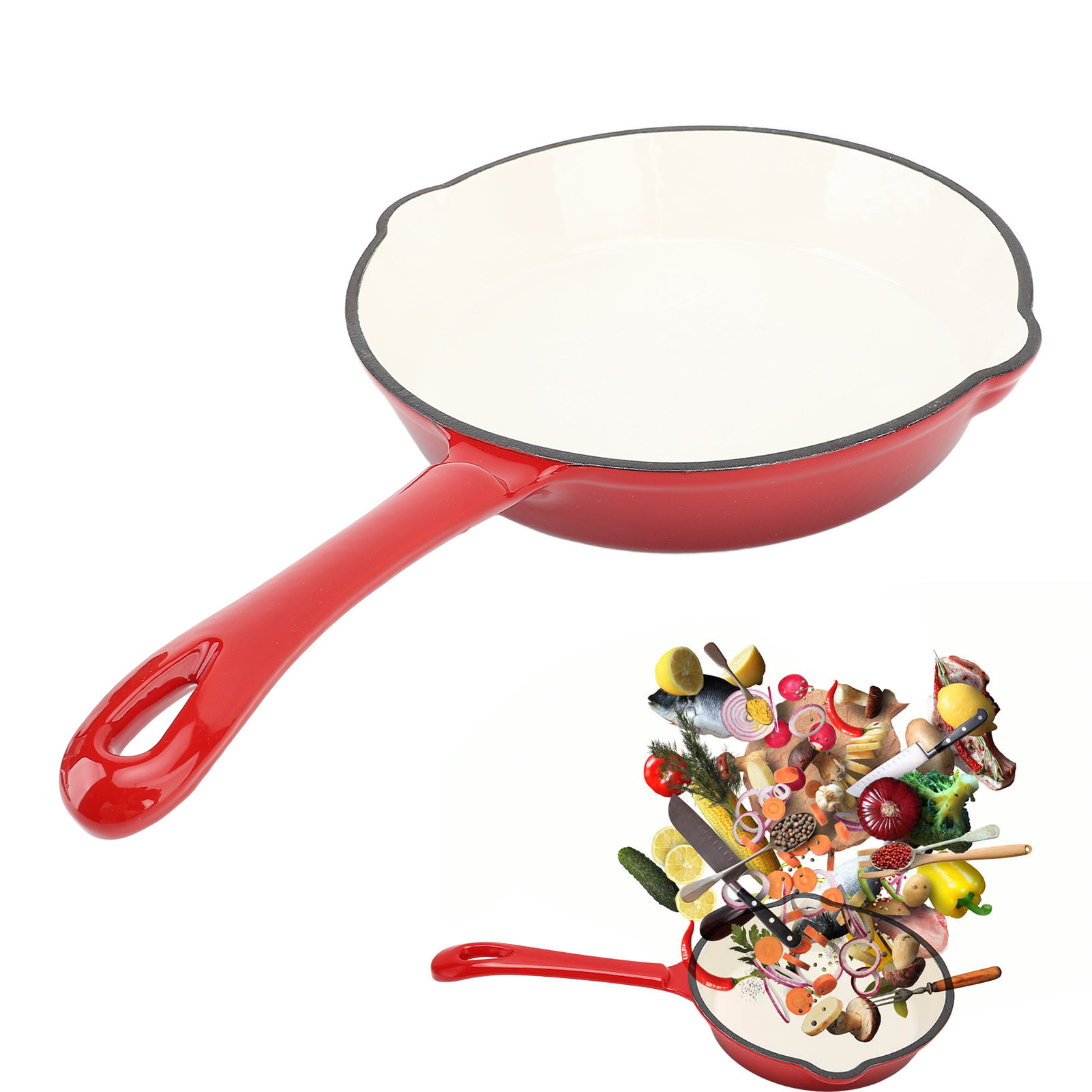 Skillet Cast Iron Camp - Enameled Cast Iron Frying Pan Nonstick,
