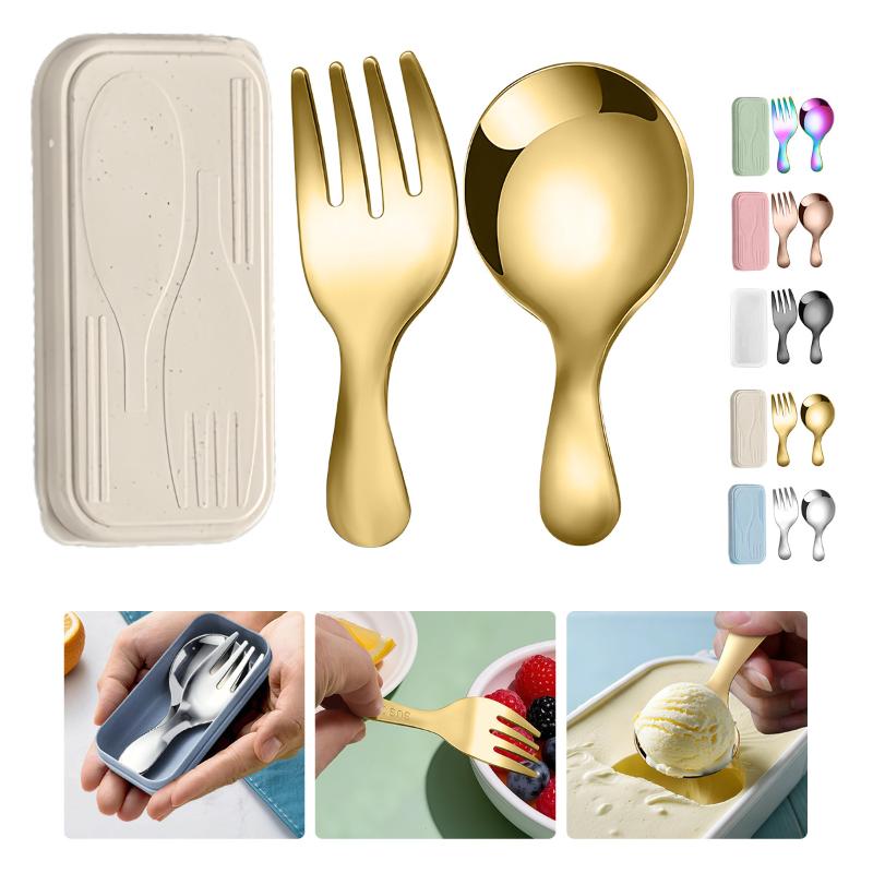 Camping Cooking Area - Stainless Steel Tableware Set Spoon Fork