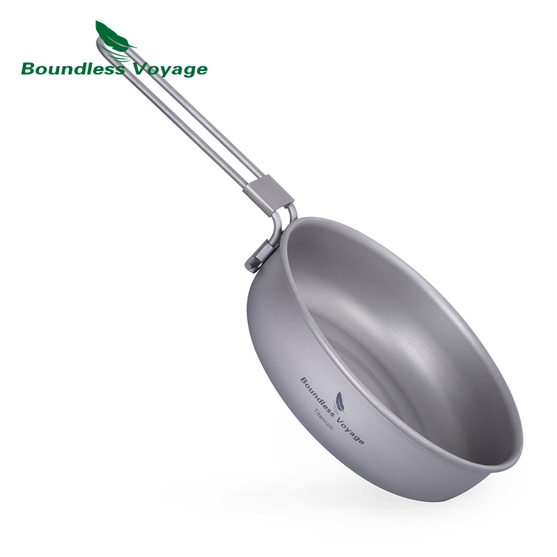 Camping Outdoor Cooking Table - Boundless Voyage Ultra-light Titanium Frying Pan