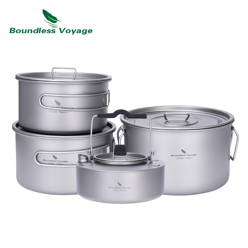 Camping Cooking Tool Set - Boundless Voyage Titanium Pot Stockpot Cooking