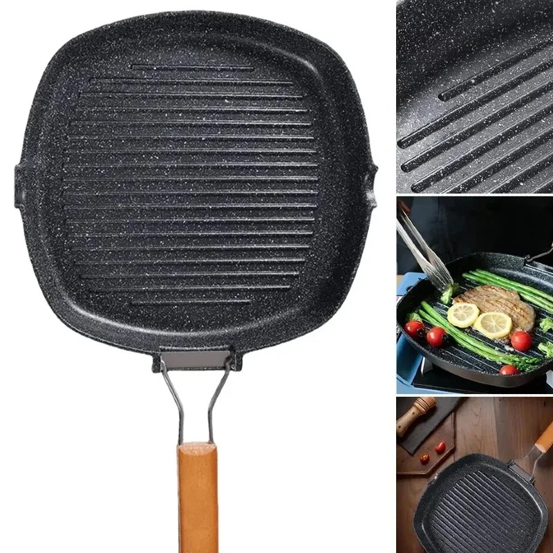 Skillet Cast Iron Camp - Square Grilling Skillet Steak Pan with