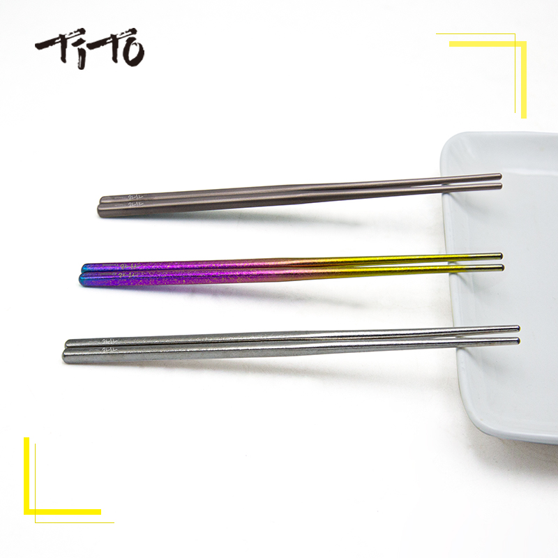 Camping Cooking Utensils Kit - TiTo pure titanium chopsticks outdoor tableware