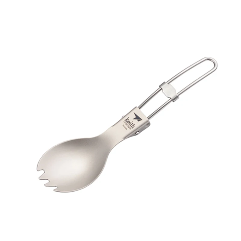 Camping Cooking Utensils Kit - Keith Titanium Spork Foldable Handle Healthy