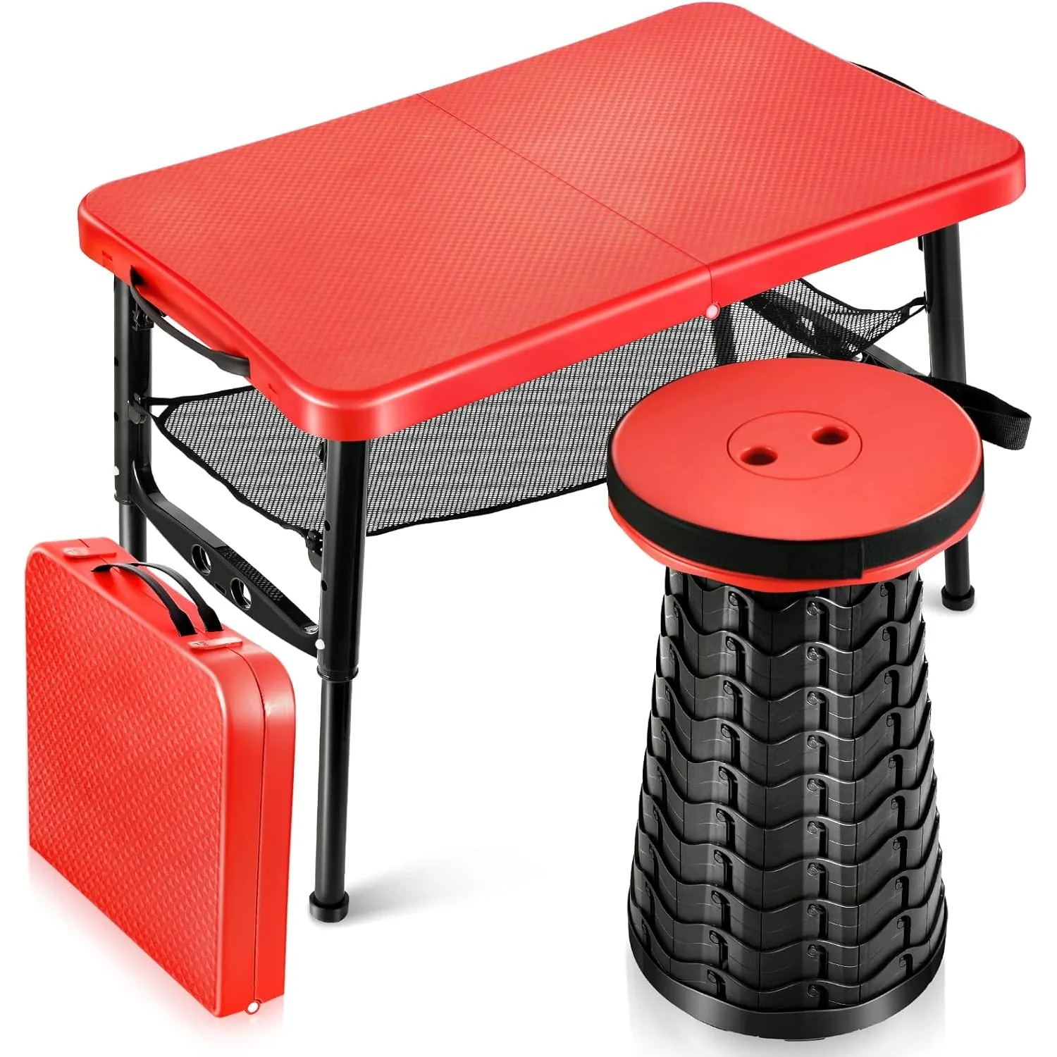 Camping Cooking Table Foldable - Retractable Folding Table & Stool Set