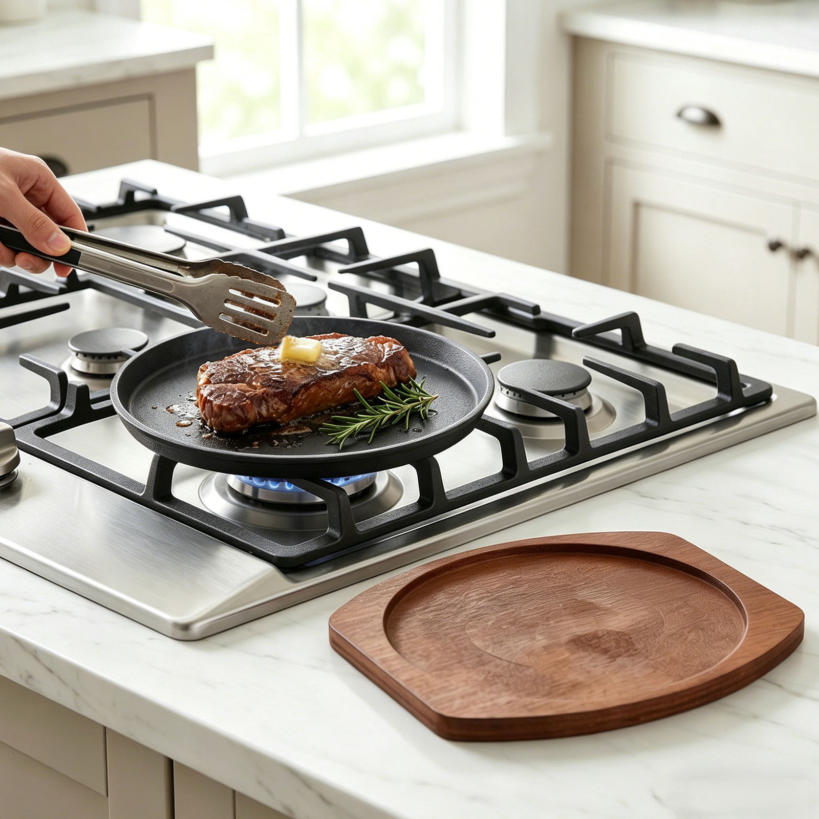 Camping Cooking Plate - 1Pcs Cast Iron Grill Pan Stovetop
