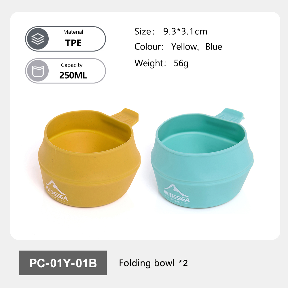 Camping Cooking Utensils Kit - Widesea Camping 250ml Soft Folding Cup
