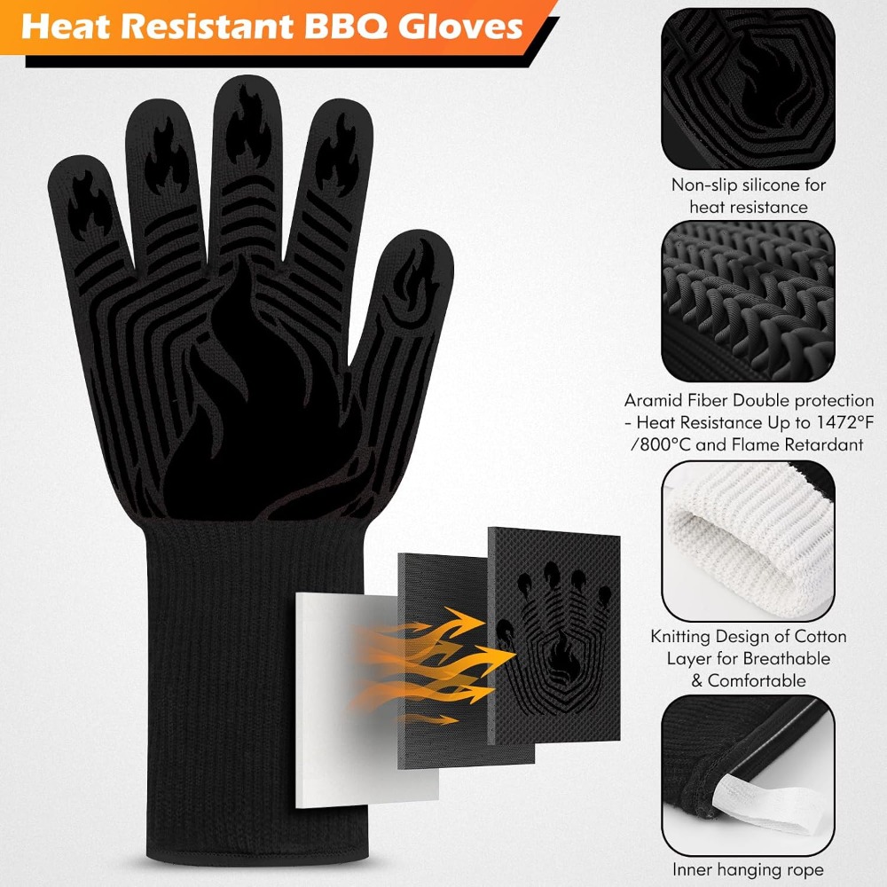 Camping Cooking Area - BBQ Gloves, 1472°F Heat Resistant Gloves
