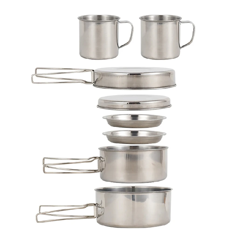 8pcs/Set Camping Cookware Mess - Camping Cooking Set Stainless Steel 评论和价格