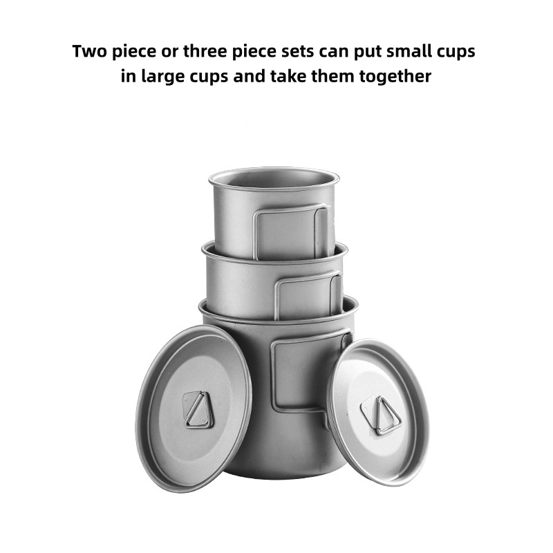Titanium Camping Mug with Fold - Camping Cooking Set Stainless Steel 评论和价格