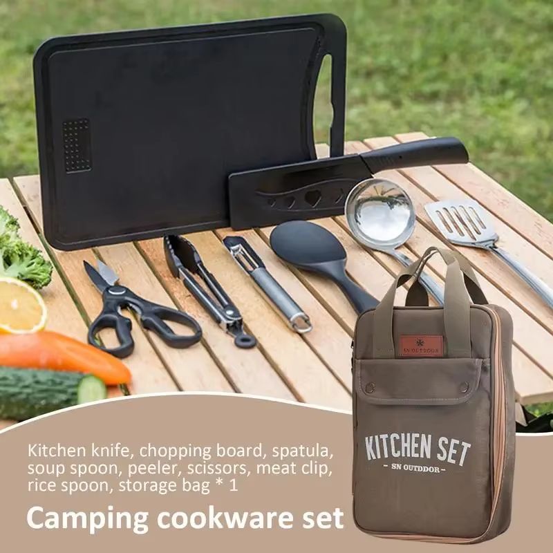 8pcs Camping Kitchen Cookware  - Camping Cooking Organizer 评论和价格