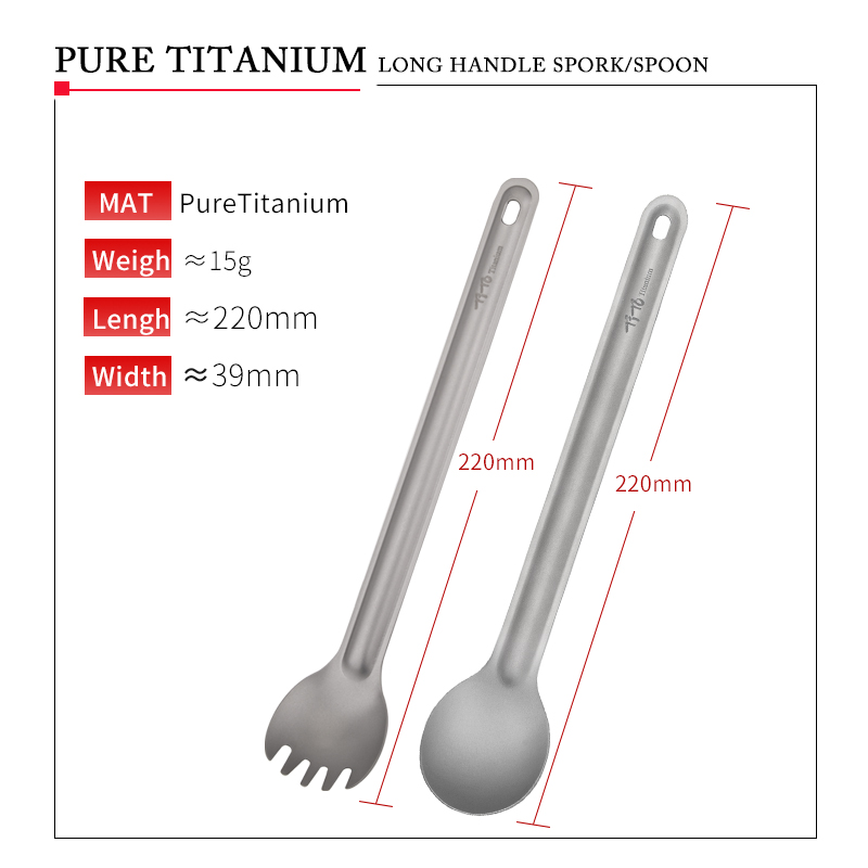 TiTo Titanium Spork Spoon Long - Camping Cooking Utensils Kit 评论和价格