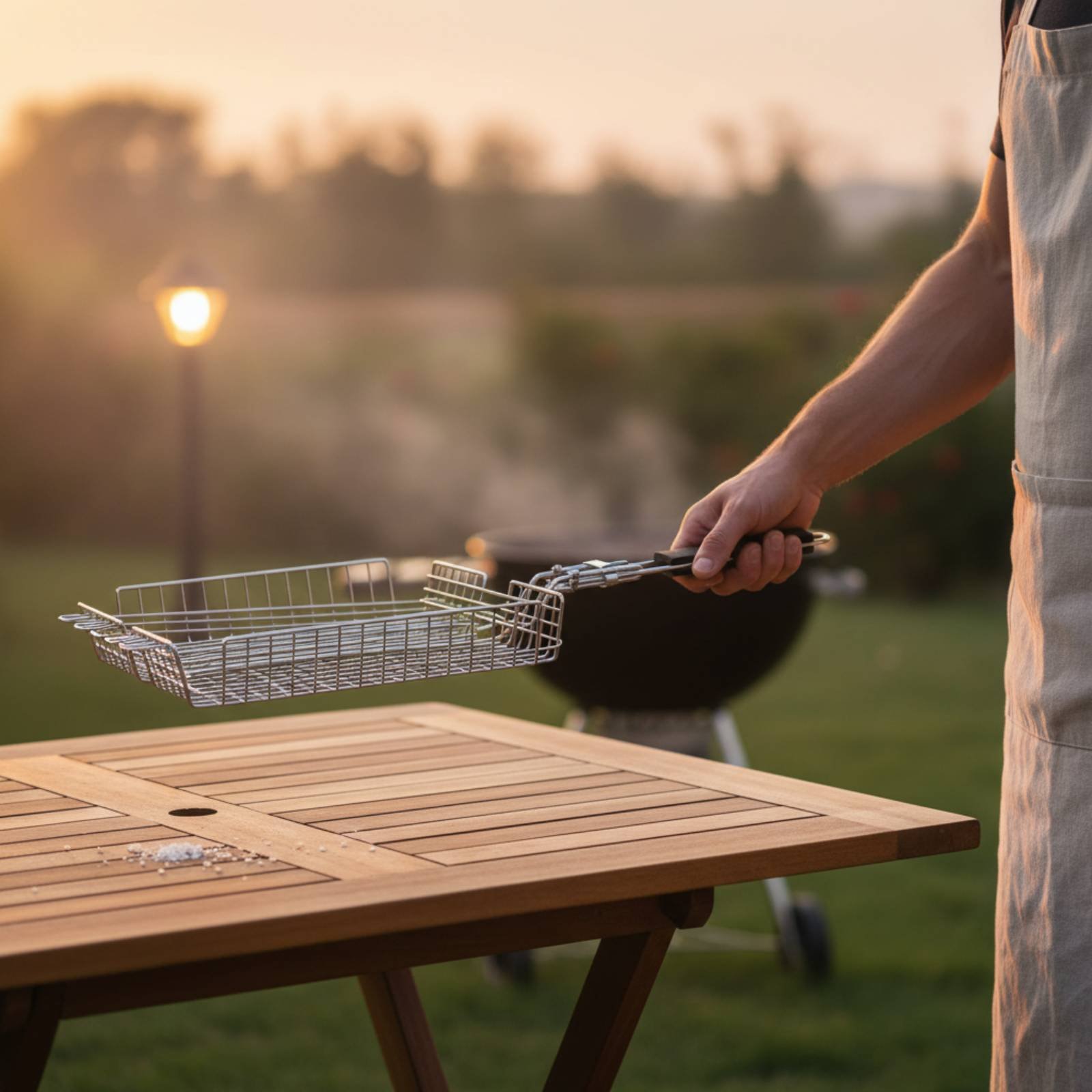 Wood Handle Grill Basket Porta - Camping Cooking Gear 评论和价格