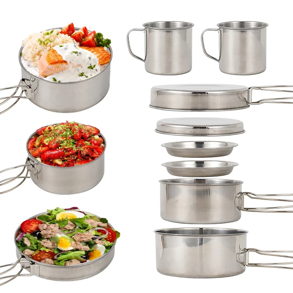 8pcs/Set Camping Cookware Mess - Camping Cooking Plate 评论和价格