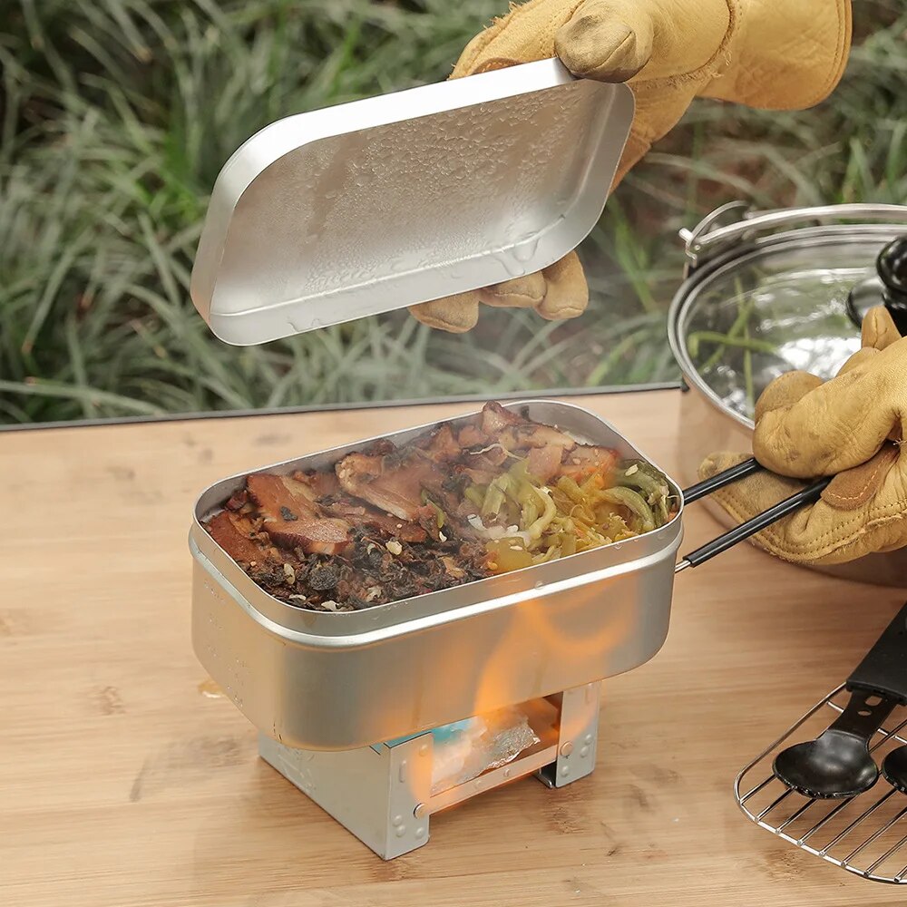 800/1400ML Aluminum Lunch Boxe - Camping Outdoor Cooking Table 评论和价格