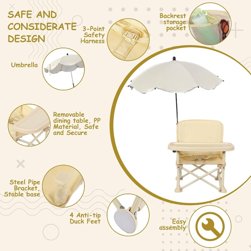 Baby Outdoor Beach Chair with  - Camping Cooking Table Foldable 评论和价格