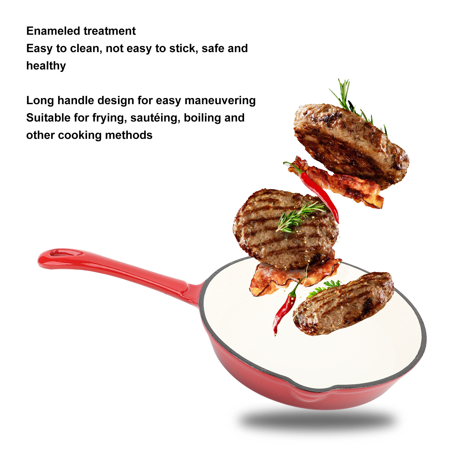 Enameled Cast Iron Frying Pan  - Skillet Cast Iron Camp 评论和价格