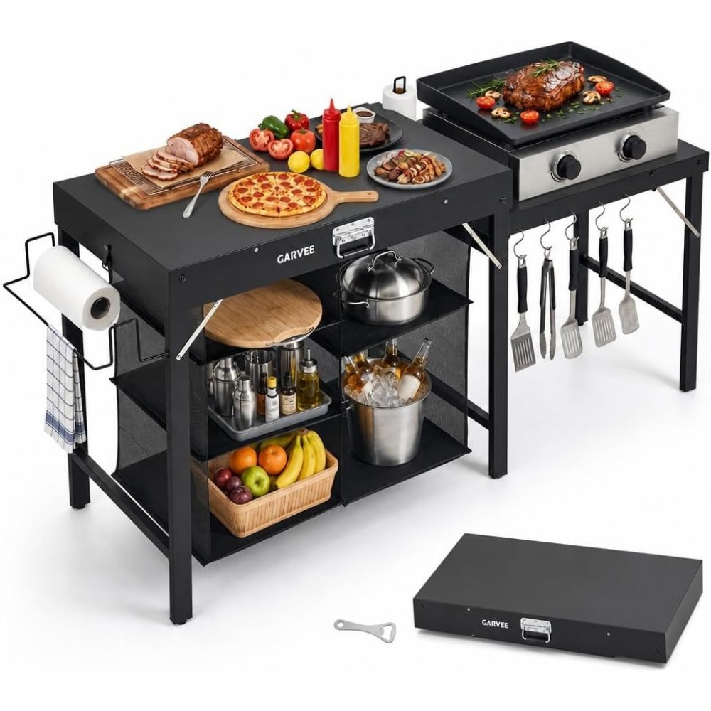 Foldable Metal Grill Table wit - Camping Cooking Table Foldable 评论和价格