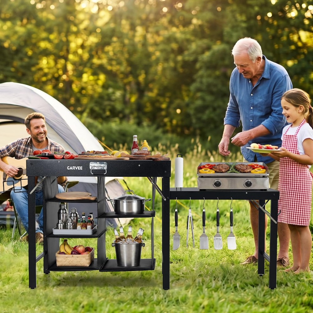 Foldable Metal Grill Table wit - Camping Cooking Table Foldable 评论和价格