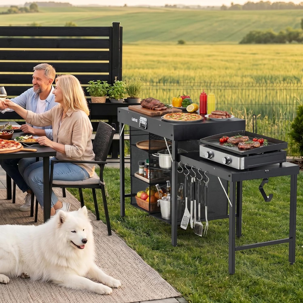 Foldable Metal Grill Table wit - Camping Cooking Table Foldable 评论和价格