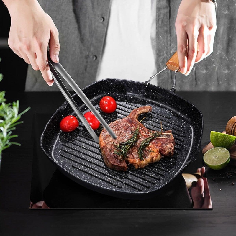 Square Grilling Skillet Steak  - Skillet Cast Iron Camp 评论和价格