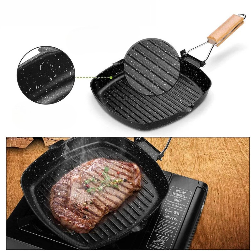Square Grilling Skillet Steak  - Skillet Cast Iron Camp 评论和价格