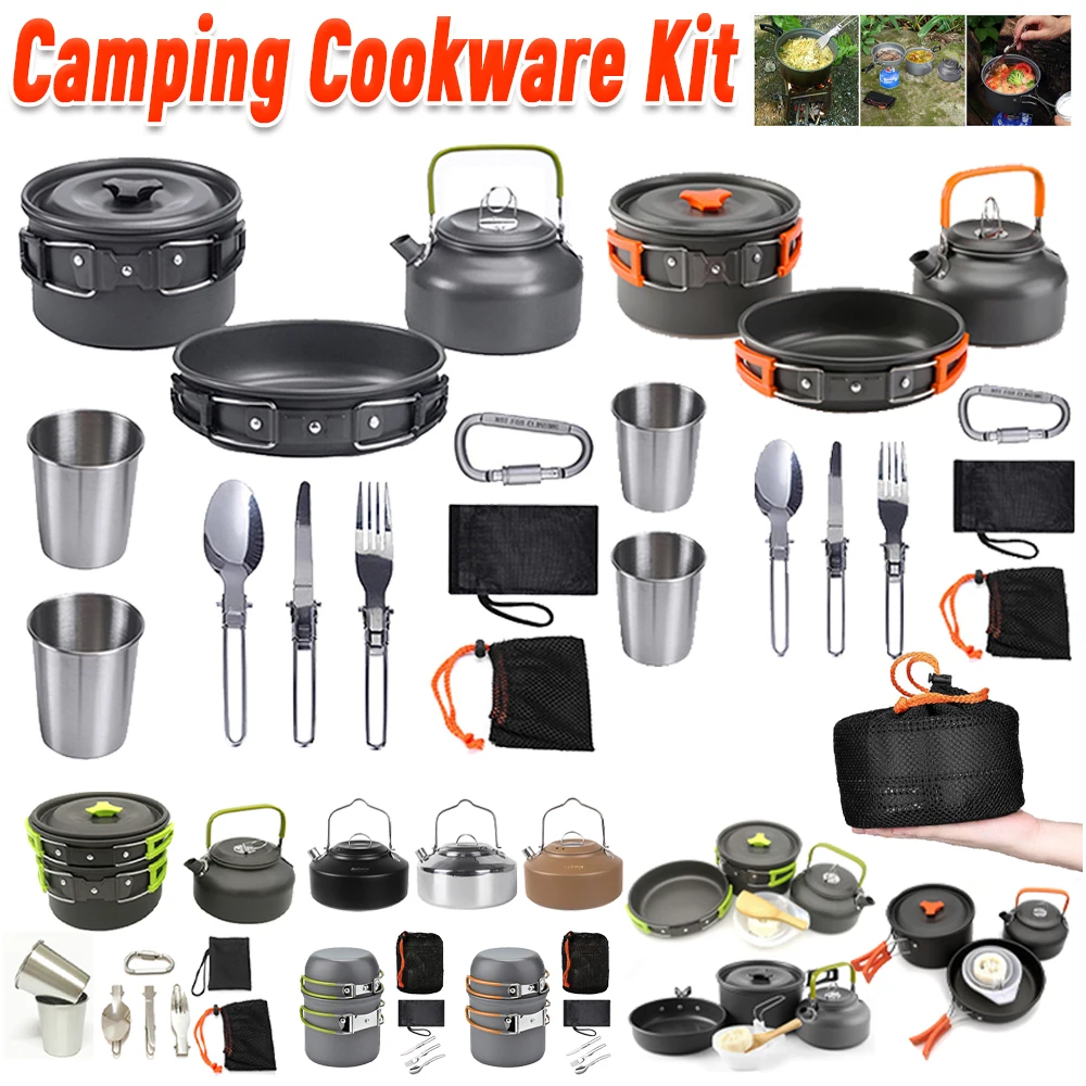 Camping Cookware Kit Kettle Po - Camping Cooking Set Stainless Steel 评论和价格