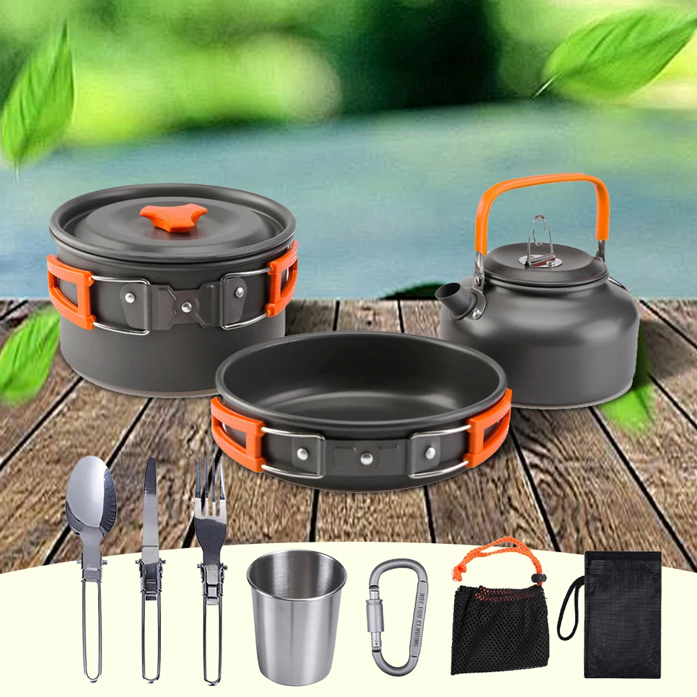 Camping Cookware Kit Kettle Po - Camping Cooking Set Stainless Steel 评论和价格