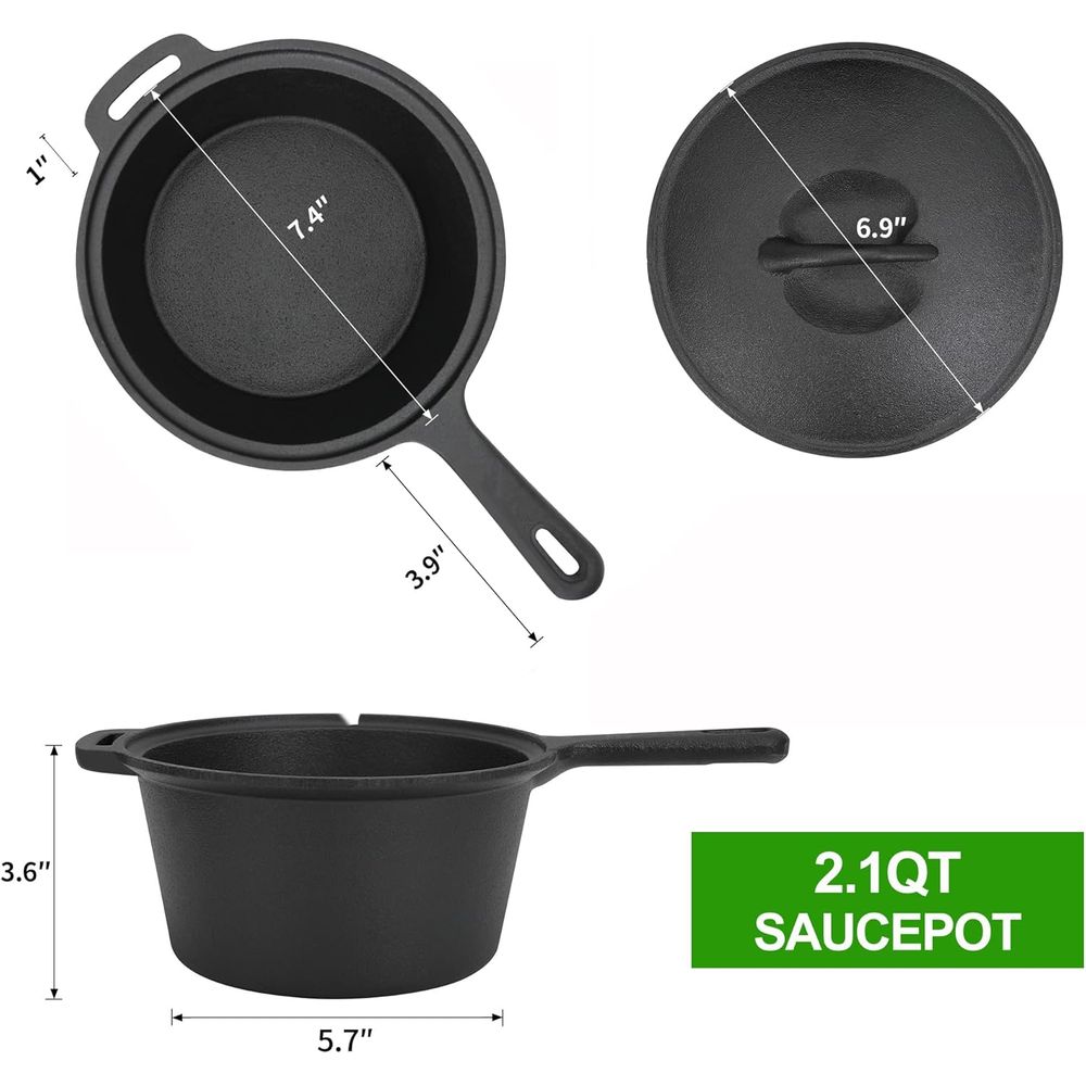 8 Piece Pre-Seasoned Dutch Ove - Vintage Camping Cooking Set 评论和价格