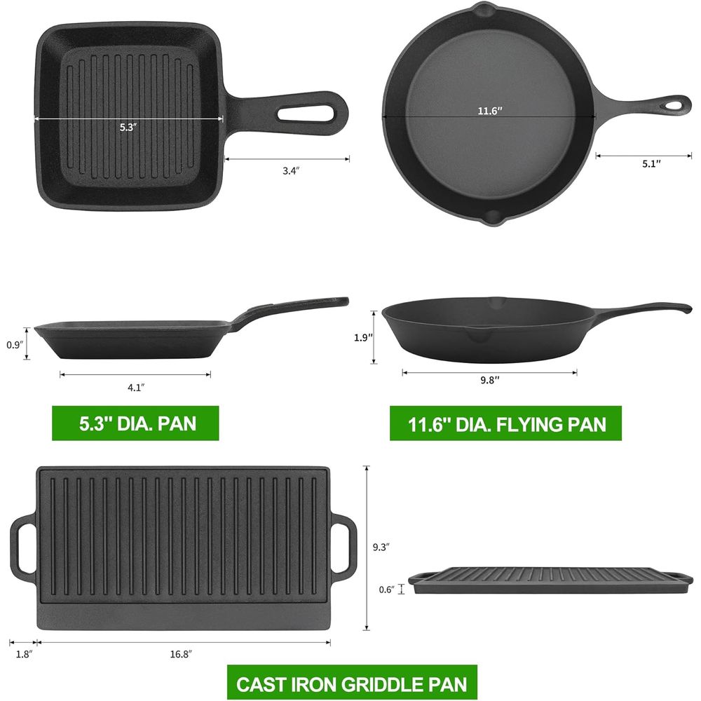 8 Piece Pre-Seasoned Dutch Ove - Vintage Camping Cooking Set 评论和价格