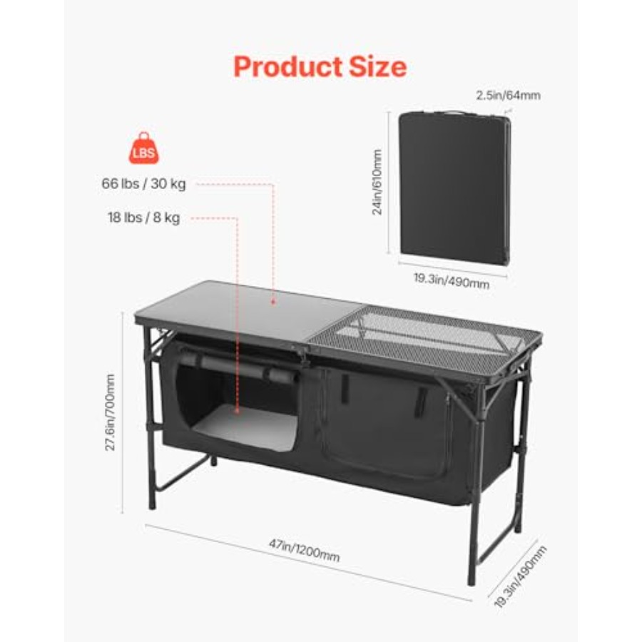 Camping Kitchen Table, Folding - Camping Outdoor Cooking Table 评论和价格