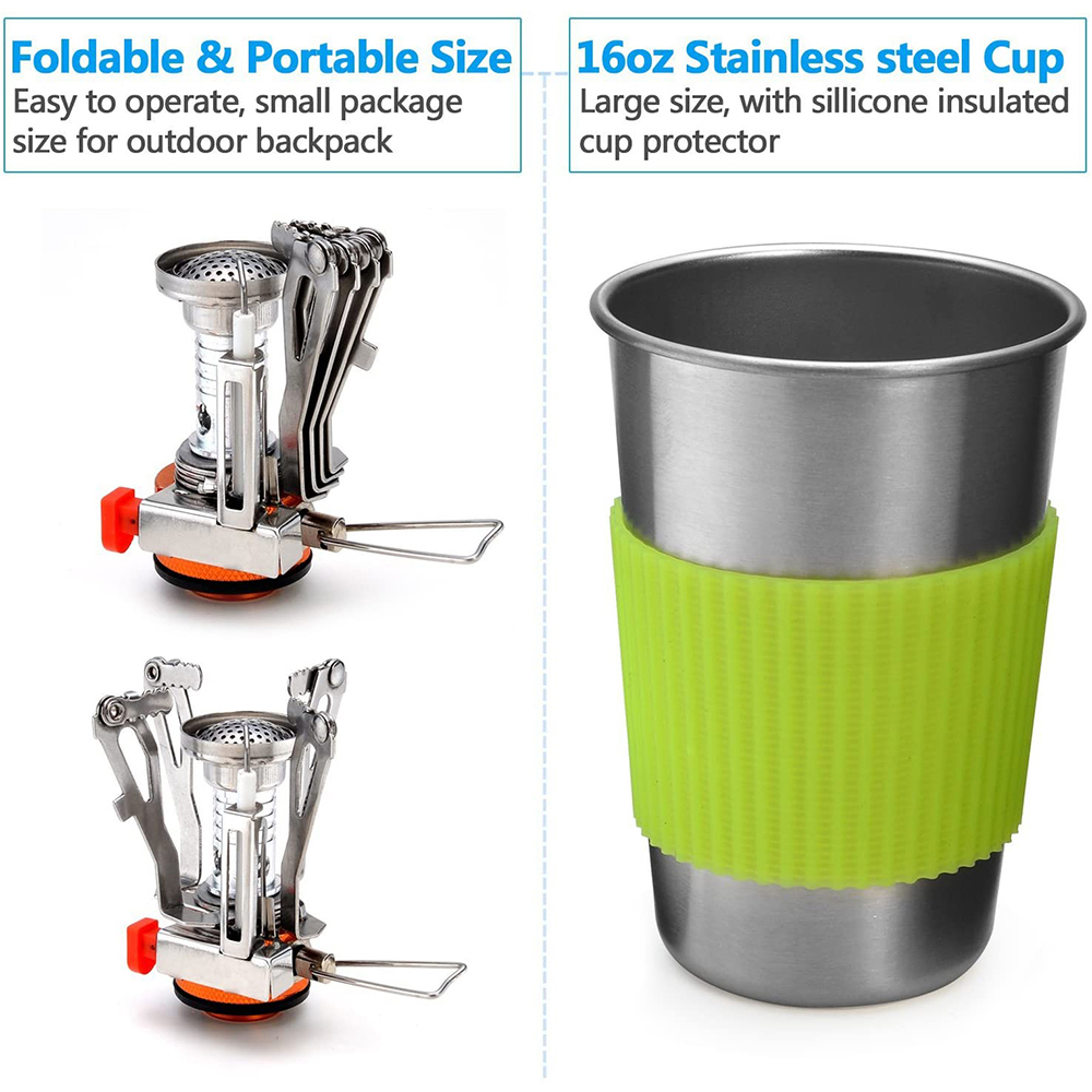 Camping Cookware Kit with Stov - Camping Cooking Utensils Kit 评论和价格