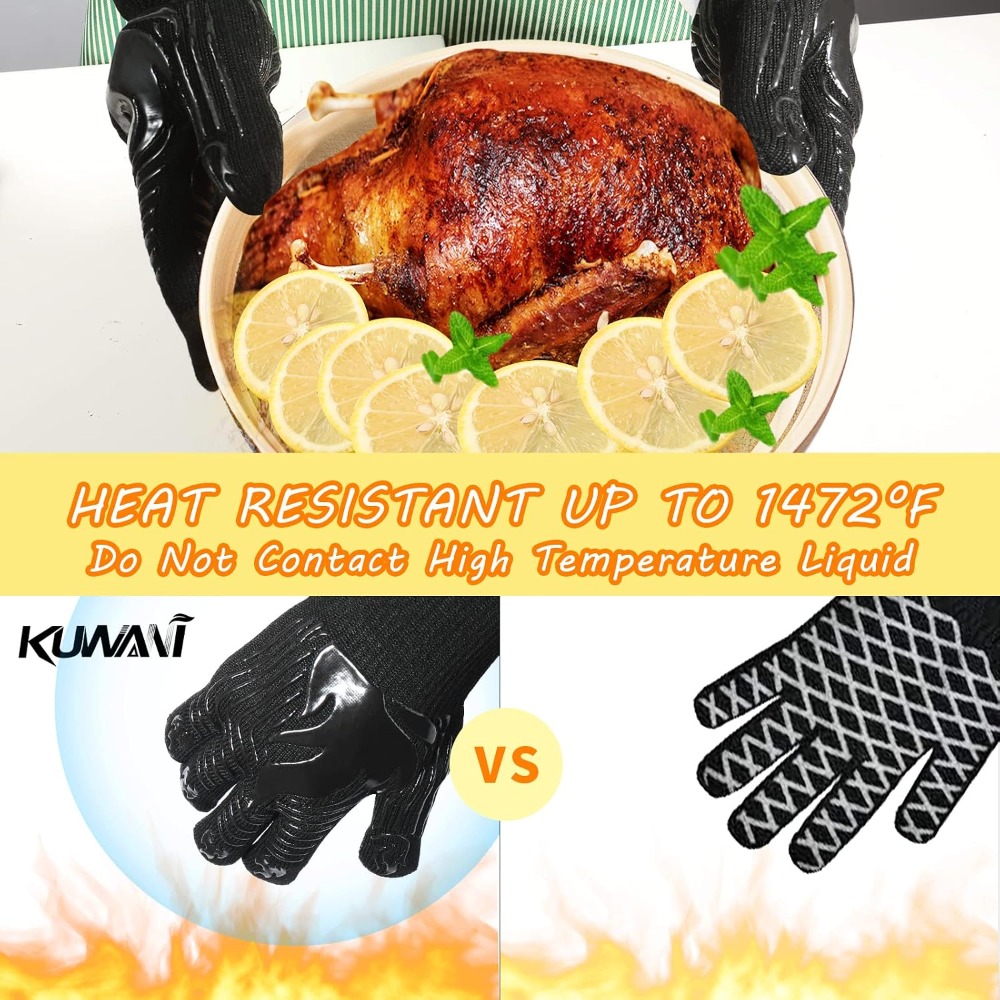 BBQ Gloves, 1472°F Heat Resist - Camping Cooking Area 评论和价格
